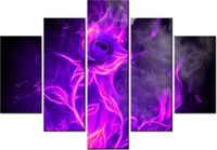 105CM 150CM OBRAZ 5 ELEM FIOLETOWY OGIEŃ RÓŻY DRUK