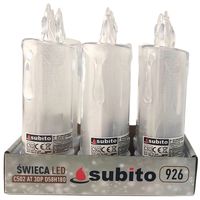 Świeca brokatowa LED SUBITO C502 H180 biała zimna (926) 6 sztuk