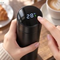 KUBEK TERMICZNY LCD 450ML TERMOS STAL NIERDZEWNA WYŚWIETLACZ PODRÓŻNY