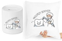 Dla Dentysty Zestaw Poduszka + Skarbonka Prezent Z Nadrukiem Ze Zdjęciem