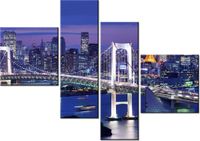 100 70CM OBRAZ 4 ELEM ZATOKA TOKIJSKA DRUK PŁÓTNO RAMA