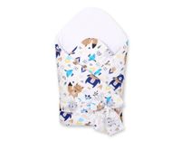 Rożek dla niemowląt z wiązaniem 2w1 usztywniany i miękki - misie granatowe