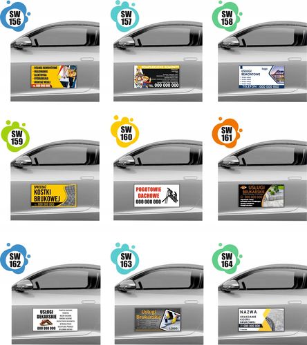 MAGNES NA SAMOCHÓD AUTO MAGNETYCZNA REKLAMA 60X30 USŁUGI BUDOWLANE na Arena.pl