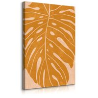 Obraz Canvas Do Sypialni Pomarańczowy Liść Monstery Styl Boho 50cm x 70cm