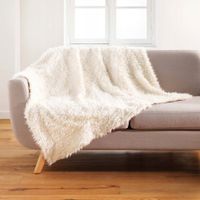 KOC BEŻOWY MIĘKKI STYLOWY IMITACJA FUTRA NARZUTA NA KANAPĘ MOUTON 180 x 220