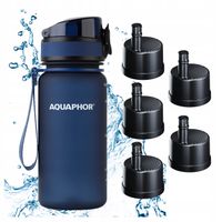 2X Butelka Filtrująca AQUAPHOR CITY 350 ml Filtry Bidon Granatowy + 5 Wkład
