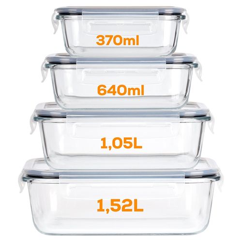 4x Pojemniki Kuchenne Szklane Na Żywność Żaroodporne Zestaw Pojemników na Arena.pl