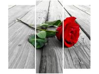 90 80CM OBRAZ T3 ELEM RÓŻA DESKACH DRUK ŚCIENNY