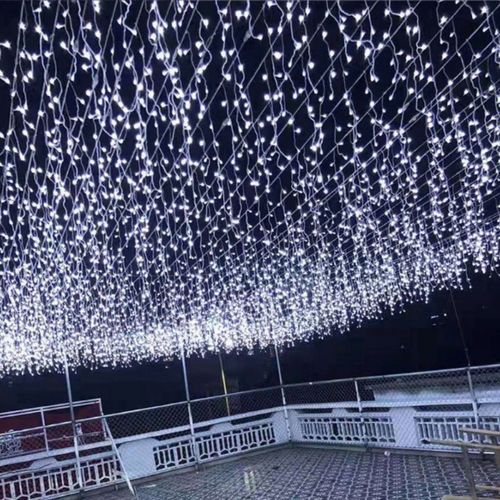 Lampki LED SOPLE ZEWNĘTRZNE flash KURTYNA ŚWIETLNA BIAŁE ZIMNE Biały 300Led na Arena.pl