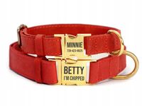 Obroża Dla Psa Skórzana z Grawerem r. M Czerwony