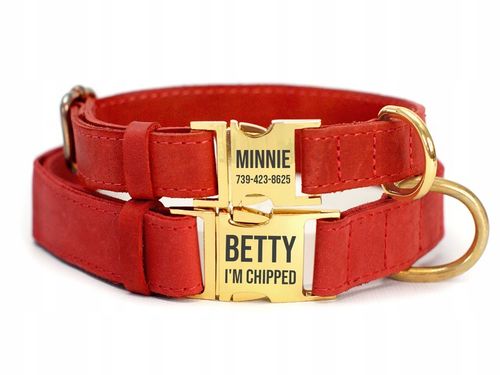 Obroża Dla Psa Skórzana z Grawerem r. M Czerwony na Arena.pl