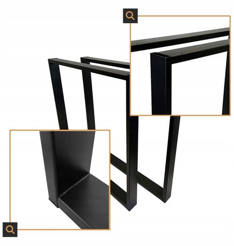 NOGI DO STOŁU BIURKA METALOWE CZARNE 80x72 CM PROFIL 6x2 CM LOFTOWE 2 na Arena.pl