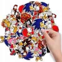 NAKLEJKI ETYKIETY NA ZESZYT NALEPKA Z POSTACIAMI SONIC WZORY 6 SZT