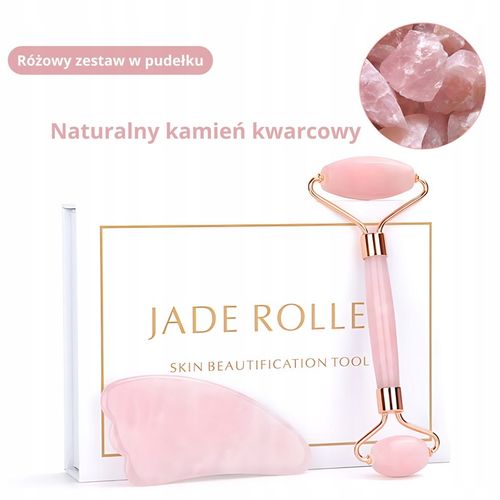 ROLLER WAŁEK KWARCOWY DO TWARZY + KAMIEŃ GUA SHA DO MASAŻU TWARZY I CIAŁA na Arena.pl
