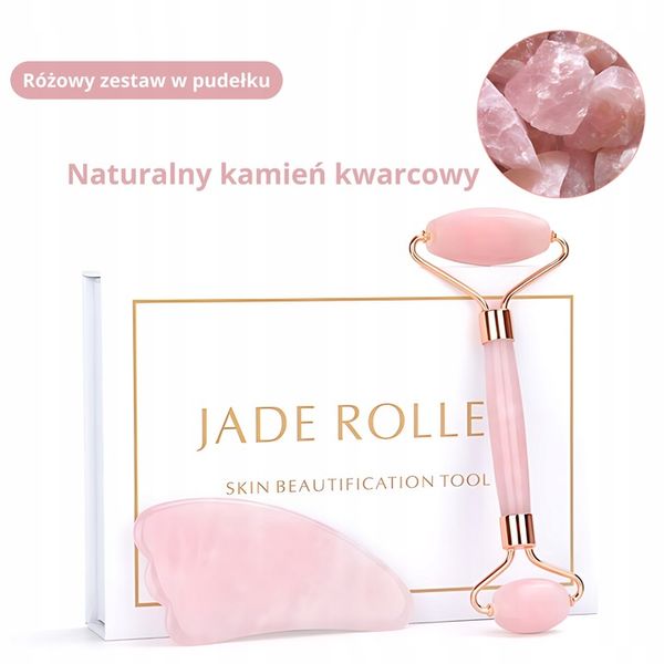 ROLLER WAŁEK KWARCOWY DO TWARZY + KAMIEŃ GUA SHA DO MASAŻU TWARZY I CIAŁA zdjęcie 3