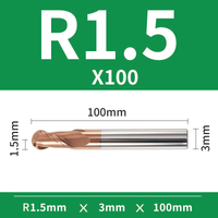 Frez kulowy, kula 2-ostrzowy VHM powłoka TiSiN Rozmiar: Ø3xR1.5x3Dx100L