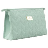 jednokomorowa kosmetyczka damska ze skóry ekologicznej w jodełkę w kolorze