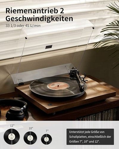 Gramofon ANGELS HORN HP-H019 z przedwzmacniaczem, 33 i 45 obr./min Brązowy na Arena.pl