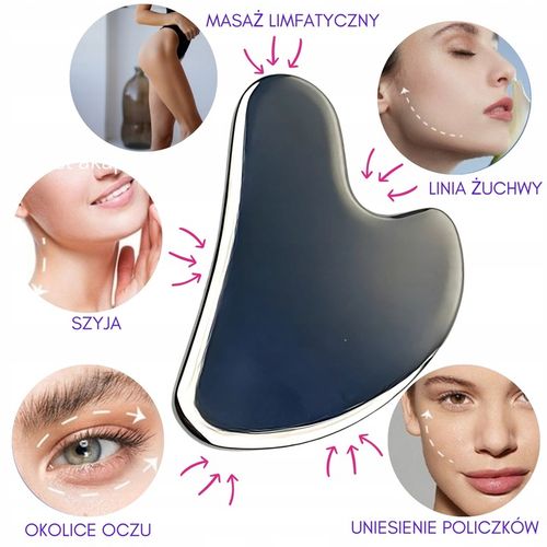 GUA SHA MASAŻER DO TWARZY PŁYTKA DO MASAŻU METAL STAL CHIRURGICZNA na Arena.pl