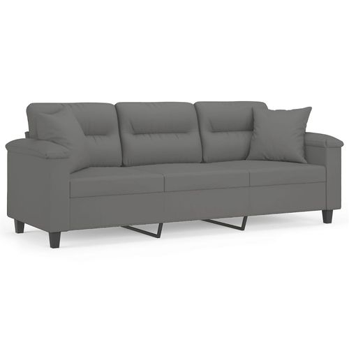 3-osobowa sofa z poduszkami, ciemnoszara, 180 cm, mikrofibra na Arena.pl