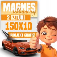 Profesjonalny Magnes 150x10 cm na Samochód - Twoja Reklama LOGO - 2 sztuki