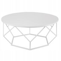 Okrągły duży stolik kawowy ława Diamond blat i stelaż biały glamour 90 cm