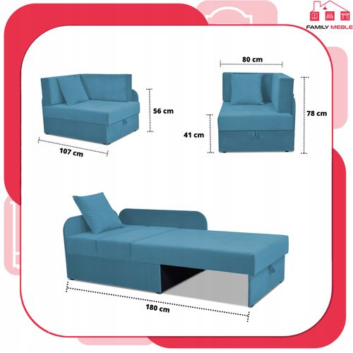 Narożnik dziecięcy Denis rozkładany pojemnik łóżko dla dzieci materac kubuś na Arena.pl