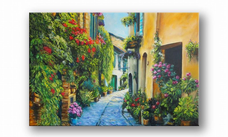 OBRAZ NA PŁÓTNIE 063 Miejska alejka 100x70cm zdjęcie 2