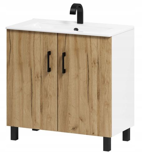 Szafka łazienkowa pod umywalkę Viki 80 dąb craft złoty/biały (W3) na Arena.pl