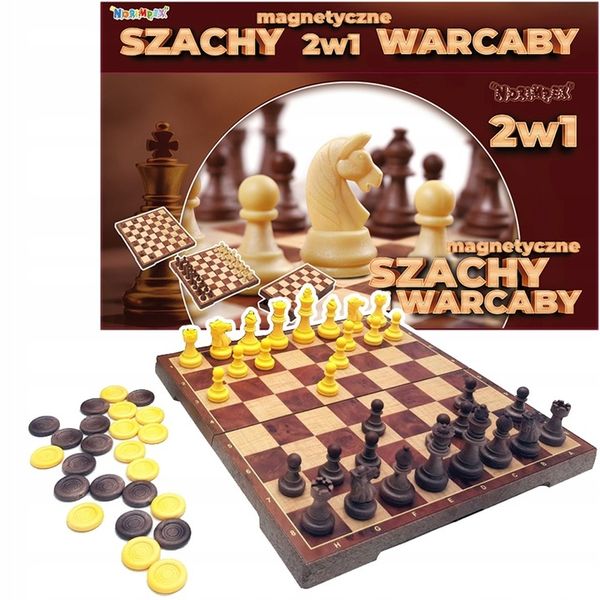SZACHY WARCABY MAGNETYCZNE KLASYCZNE 2W1 GRA LOGICZNA zdjęcie 1