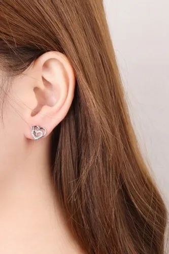 SREBRNE KOLCZYKI 925 WKRĘTKI SERCA DLA KOBIETY, KOLCZYKI SZTYFTY SREBRO 925 na Arena.pl