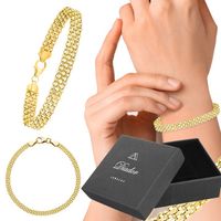 PIĘKNA Złota DAMSKA Bransoletka GRUBA SZEROKA srebro 925 splot BISMARK 5 MM