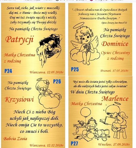 Łańcuszek Złoty Medalik Chrzest Komunia Grawer na Arena.pl