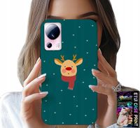 ETUI DO XIAOMI 13 LITE - RENIFER NA ZIELONYM TLE ŚWIĄTECZNE WZORY