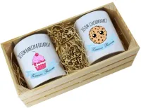 KOMPLET KUBKÓW BABCIA DZIADEK W SKRZYNCE PREZENT DZIEŃ BABCI DZIADKA ZESTAW