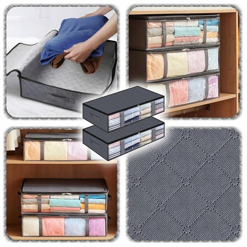 2x ORGANIZER NA POŚCIEL KOŁDRĘ POKROWIEC POJEMNIK Ubrania Pod Łóżko na Arena.pl