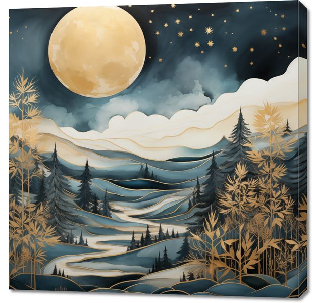 Obraz 90x90cm Szepty Nocnego Lasu zdjęcie 1