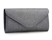 TOREBKA kopertówka skórzana eko wizytowa brokatowa V324 czarna