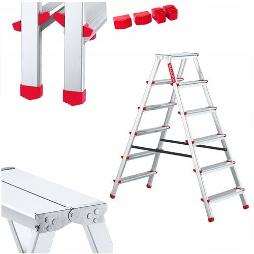 Drabina aluminiowa składana 6 stopniowa 2x6 dwustronna domowa GRATIS na Arena.pl
