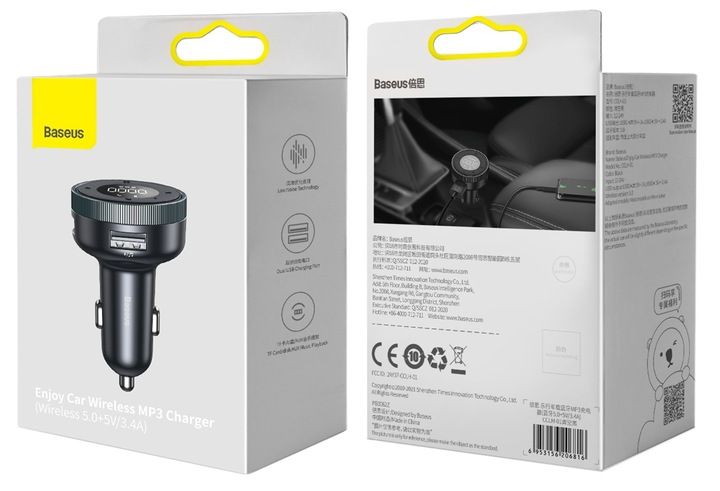 BASEUS TRANSMITER FM BLUETOOTH ŁADOWARKA SAMOCHODOWA USB 2.4A PD TF AUX zdjęcie 5