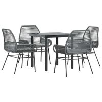 5-częściowy zestaw ogrodowy z poduszkami szary polirattan szkło