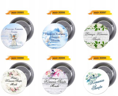 Przypinki buttony PIERWSZA KOMUNIA ŚWIĘTA na Arena.pl