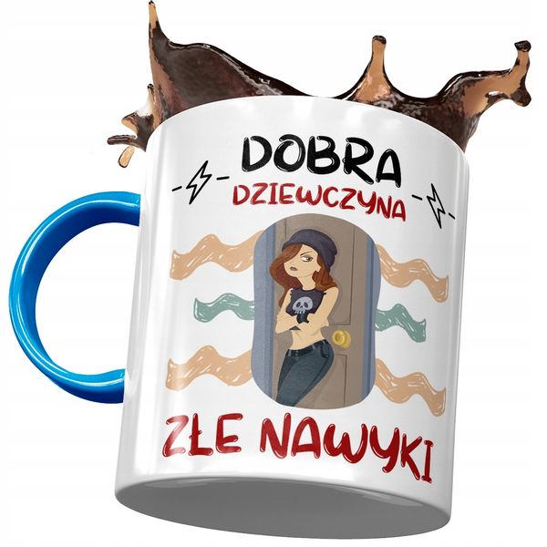 Kubek Błękitny Śmieszny Złe Nawyki Prezent Z Nadrukiem Ze Zdjęciem zdjęcie 1