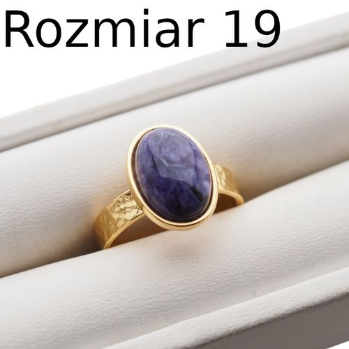 Pierścionek regulowany z Czaroitem w srebrze złoconym 14 (Średnica wewnętrzna 17 mm) +/- 2 rozmiary regulacji na Arena.pl