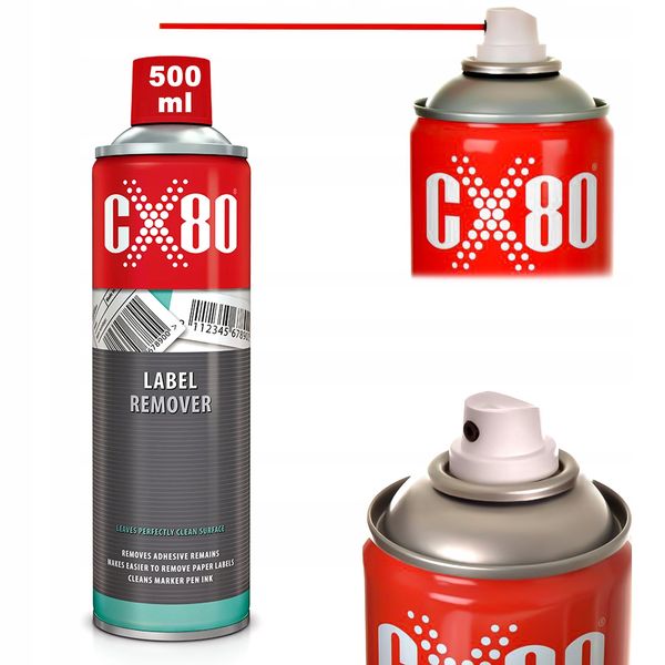 Preparat do usuwania naklejek kleju Zmywacz CX80 LABEL REMOVER Spray 500 ml zdjęcie 2