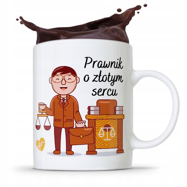 Kubek Prawnika Mecenasa Prawnik O Złotym Sercu Z Nadrukiem Ze Zdjęciem zdjęcie 1