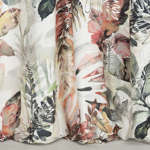 Zasłona gotowa na taśmie ARINA 140x270 biała srebrna motyw botaniczny zdjęcie 7