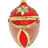 Bombka: Jajo ze złotym kwiatem: czerwone