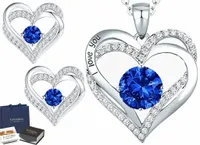 Damski Komplet Naszyjnik Kolczyki Zawieszka Serca Srebro 925 Na Prezent