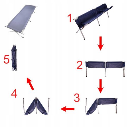 Łóżko polowe składane turystyczne kanadyjka XXL niebieskie 150kg na Arena.pl